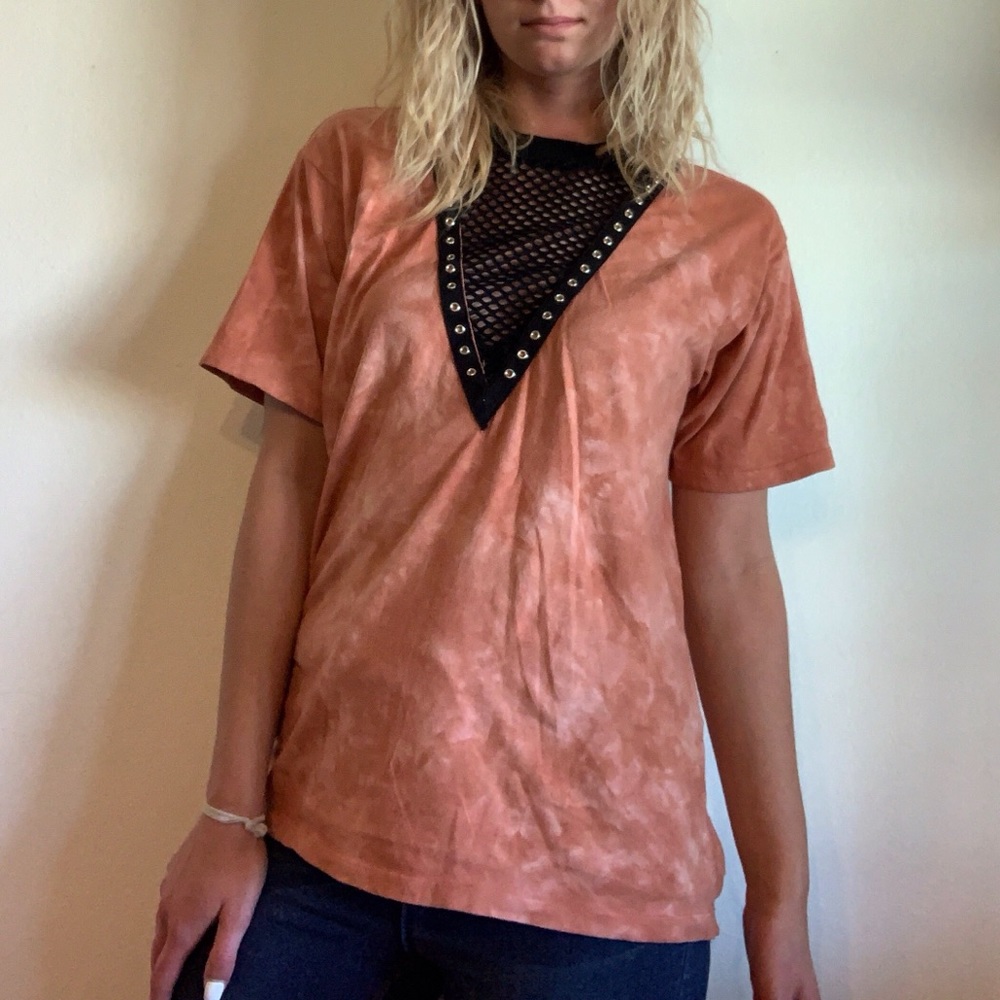 Forever 21 V Neck Mesh Cut Out